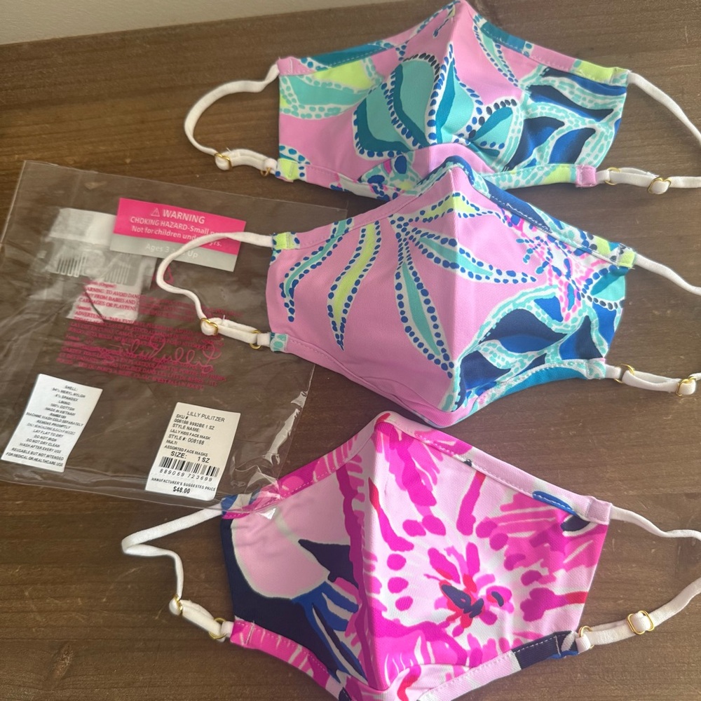 NWT Lilly Pulitzer kids face masks (3 Pack)
